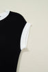 Western Goat Horseshoe Pattern Contrast Trim Short Sleeve Sweater