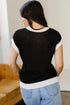Western Goat Horseshoe Pattern Contrast Trim Short Sleeve Sweater