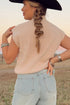 Western Graphic Mock Neck Sleeveless Ribbed Knit Top