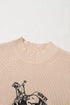 Western Graphic Mock Neck Sleeveless Ribbed Knit Top