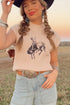 Western Graphic Mock Neck Sleeveless Ribbed Knit Top