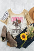 Western Graphic Print Bleached Effect Short Sleeve Tee