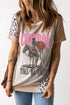 Western Graphic Print Bleached Effect Short Sleeve Tee