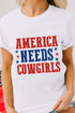 Western Graphic Print Crew Neck Short Sleeve Tee