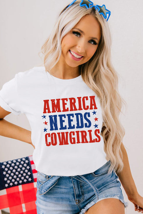Western Graphic Print Crew Neck Short Sleeve Tee