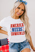 Western Graphic Print Crew Neck Short Sleeve Tee