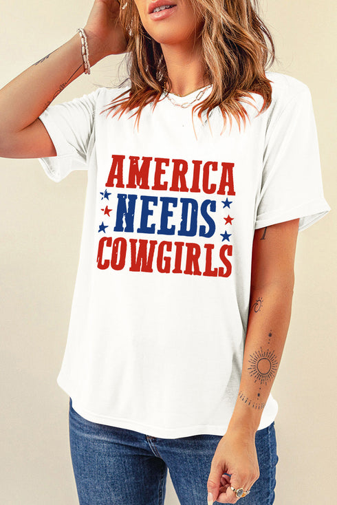 Western Graphic Print Crew Neck Short Sleeve Tee