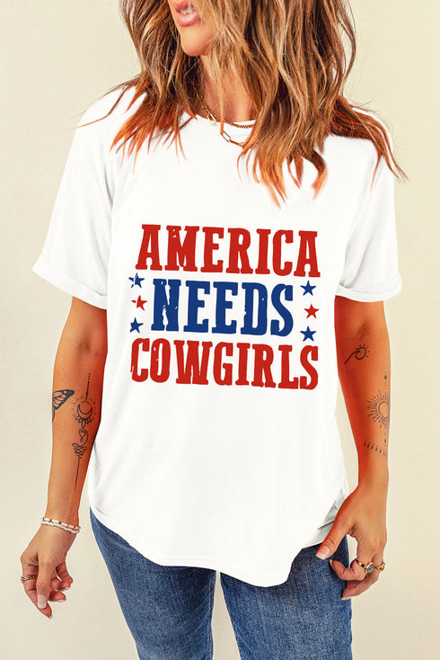 Western Graphic Print Crew Neck Short Sleeve Tee