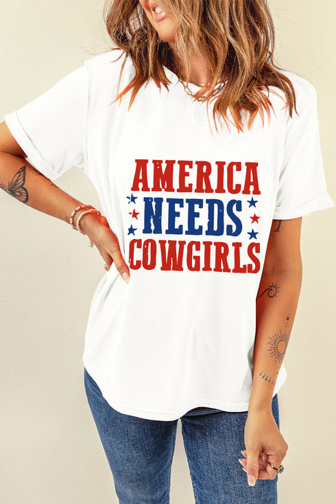 Western Graphic Print Crew Neck Short Sleeve Tee