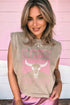 Western Graphic Print Distressed Cotton Blend Muscle Tee