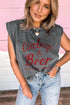 Western Graphic Print Distressed Cotton Blend Muscle Tee