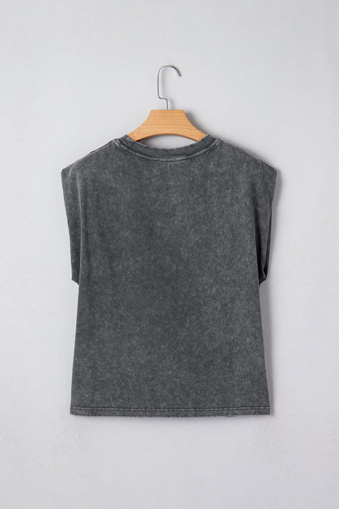 Western Graphic Print Distressed Cotton Blend Muscle Tee