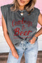 Western Graphic Print Distressed Cotton Blend Muscle Tee