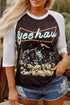 Western Graphic Print Raglan Sleeve Crew Neck Tee