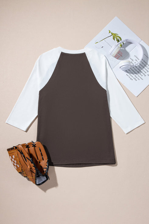 Western Graphic Print Raglan Sleeve Crew Neck Tee