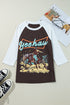 Western Graphic Print Raglan Sleeve Crew Neck Tee