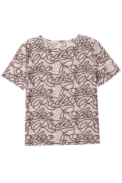 Western Graphic Print Sheer Mesh Slim Fit Tee