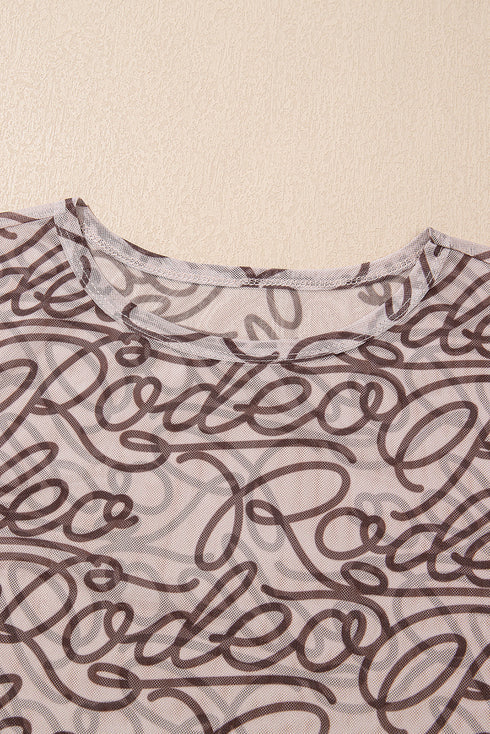 Western Graphic Print Sheer Mesh Slim Fit Tee