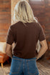 Western Graphic Print Short Sleeve Knit Pullover Sweater