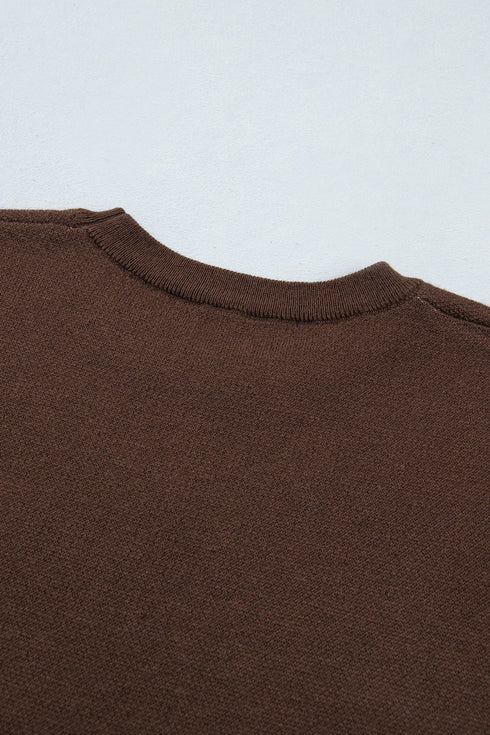 Western Graphic Print Short Sleeve Knit Pullover Sweater