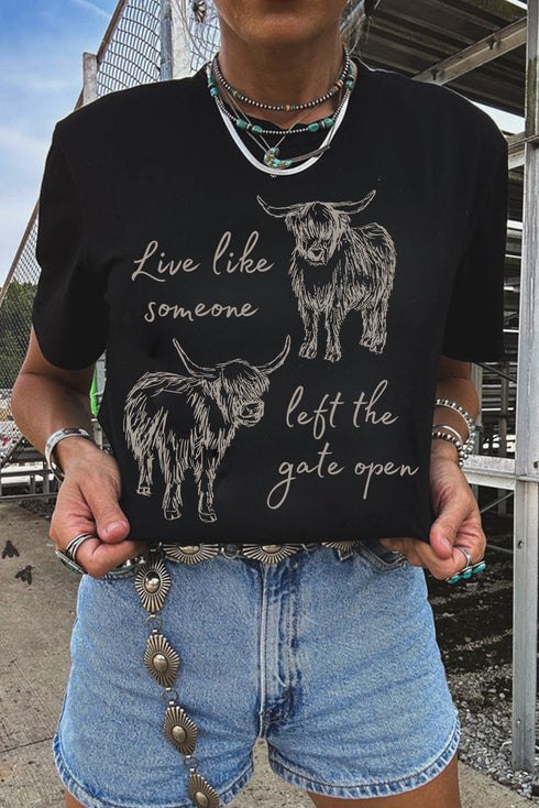 Western Graphic Round Neck Short Sleeve Tee
