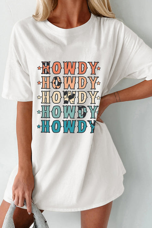 Western Graphic Star Print Loose Fit Crew Neck Tee