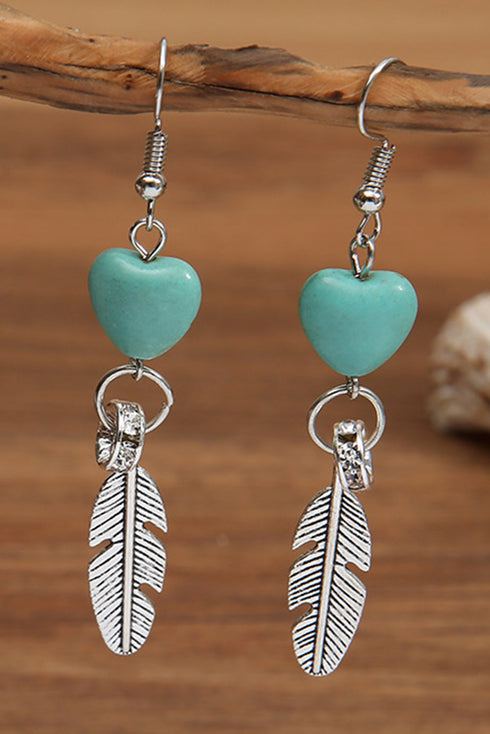Western Heart And Feather Alloy Drop Earrings