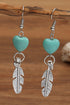 Western Heart And Feather Alloy Drop Earrings
