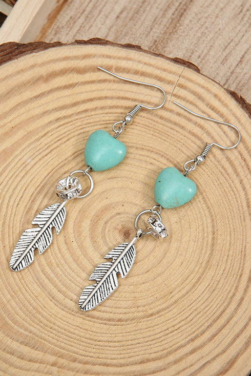 Western Heart And Feather Alloy Drop Earrings