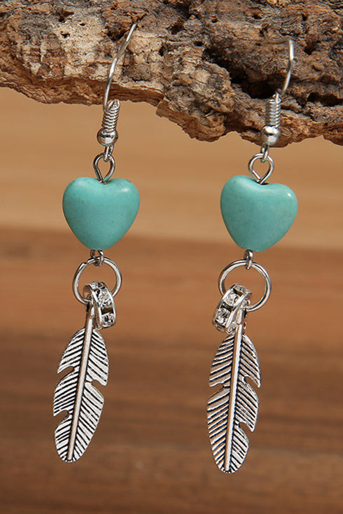 Western Heart And Feather Alloy Drop Earrings