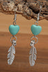 Western Heart And Feather Alloy Drop Earrings