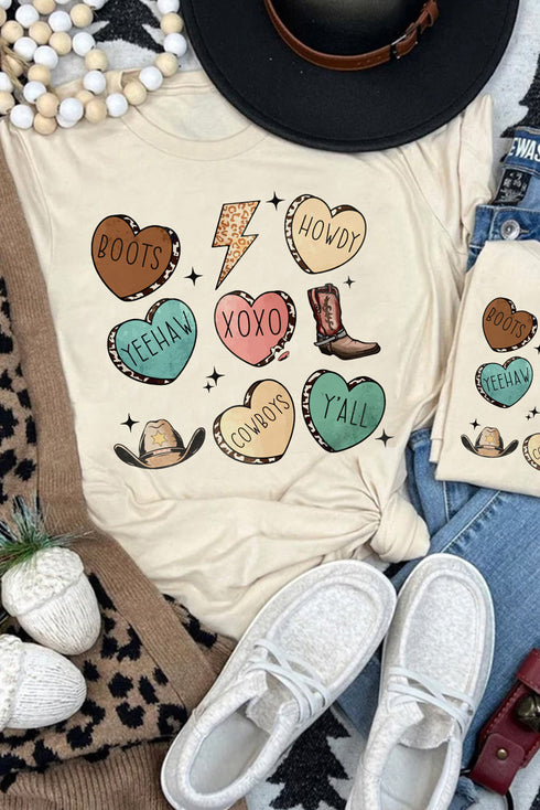 Western Heart Graphic Print Short Sleeve Relaxed T-shirt