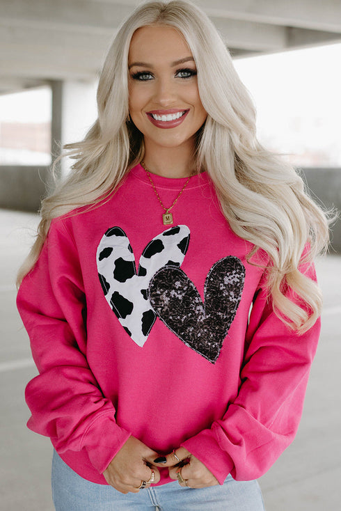 Western Heart Graphic Sequin Pullover Sweatshirt