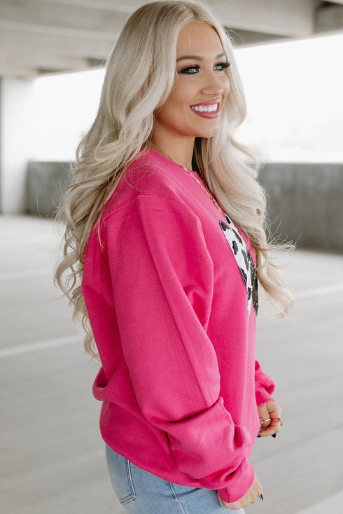 Western Heart Graphic Sequin Pullover Sweatshirt