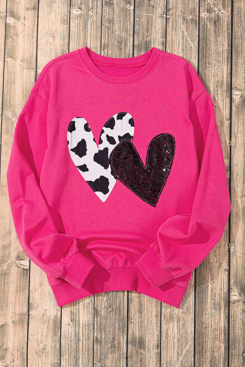 Western Heart Graphic Sequin Pullover Sweatshirt