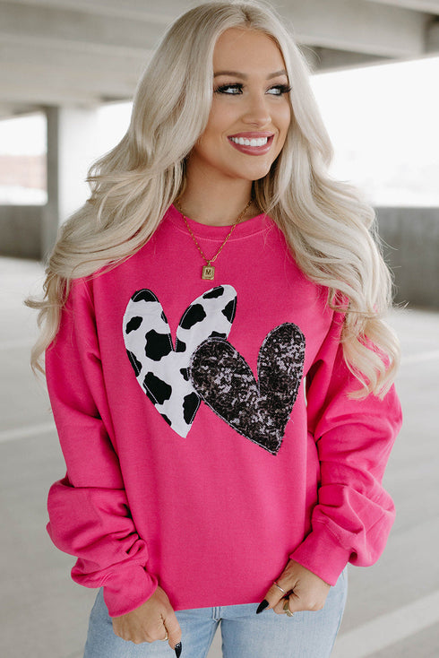 Western Heart Graphic Sequin Pullover Sweatshirt