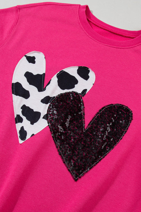 Western Heart Graphic Sequin Pullover Sweatshirt