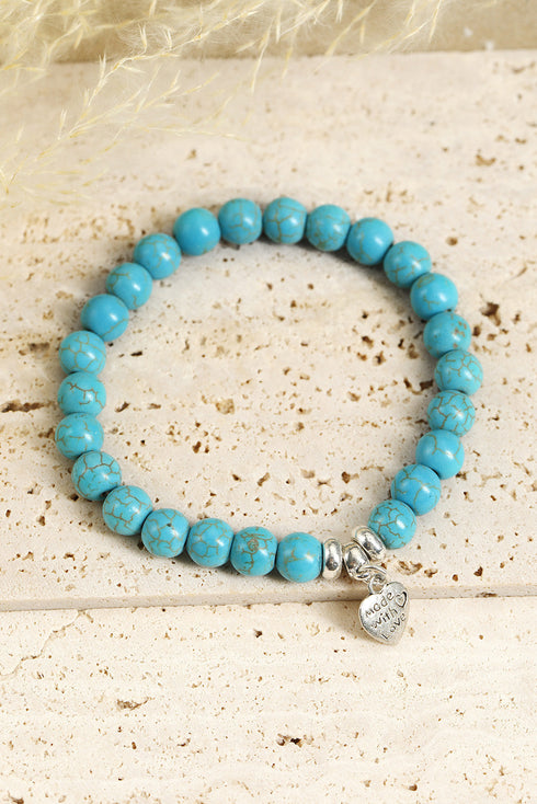 Western Heart Pendant Beaded Alloy Wrist Bracelet