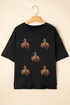 Western Horse Graphic Crew Neck Cotton Blend Tee