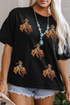Western Horse Graphic Crew Neck Cotton Blend Tee