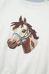 Western Horse Head Graphic Print Knit Short Sleeve Sweater