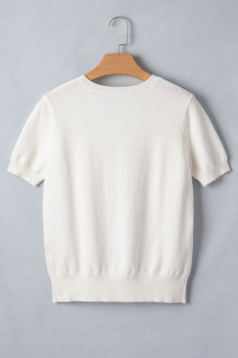 Western Horse Head Graphic Print Knit Short Sleeve Sweater