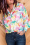 Western Horse Print Long Sleeve Button Down Shirt