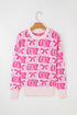 Western Horseshoe And Bow Graphic Crew Neck Sweater