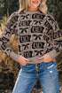 Western Horseshoe And Bow Graphic Crew Neck Sweater