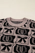 Western Horseshoe And Bow Graphic Crew Neck Sweater