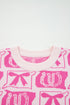 Western Horseshoe And Bow Graphic Crew Neck Sweater