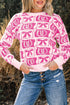 Western Horseshoe And Bow Graphic Crew Neck Sweater