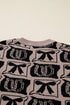 Western Horseshoe And Bow Graphic Crew Neck Sweater
