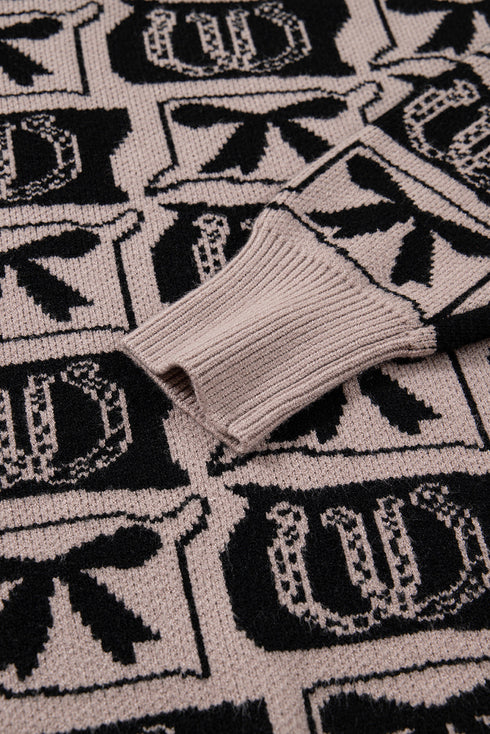 Western Horseshoe And Bow Graphic Crew Neck Sweater